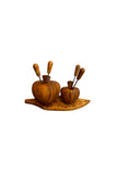 Italian Olivewood Apple Aperitivo Forks Holder with Forks
